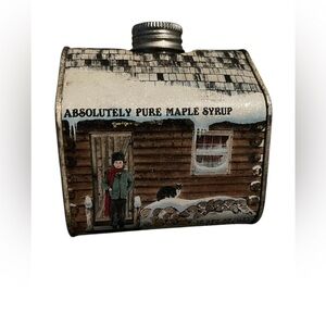 Vintage Maple Syrup Tin with Cabin Design